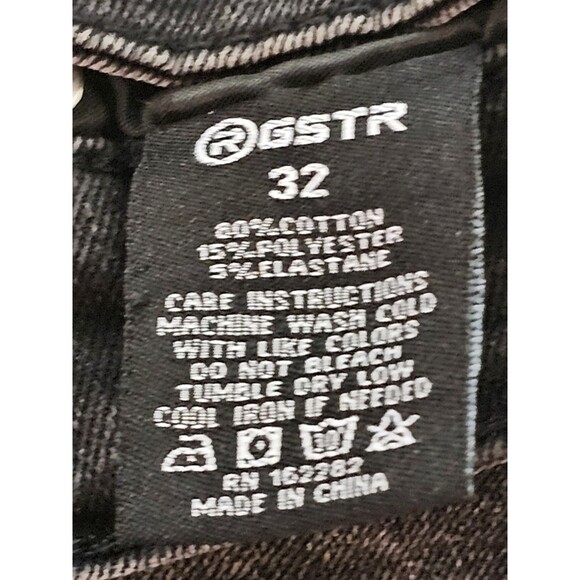 R GSTR Men's Slim Straight Stacked Ripped Patched Jeans Black Size 32 Inseam 28 - Picture 9 of 13